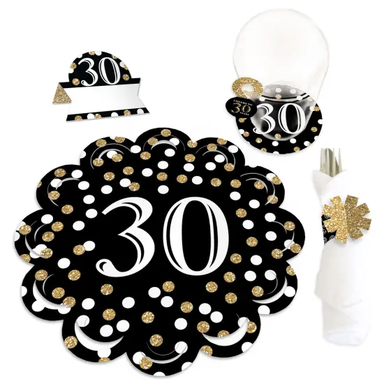 Big Dot of Happiness Adult 30th Birthday - Gold - Birthday Party Paper Charger and Table Decorations - Chargerific Kit - Place Setting for 8 {1}