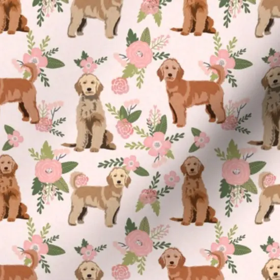 Various Fabrics by the Yard or Fat Quarter Golden Doodle Floral Dog Florals Peach Cheater Quilt Pet Goldendoodle Custom Printed Fabric by Spoonflower {7}