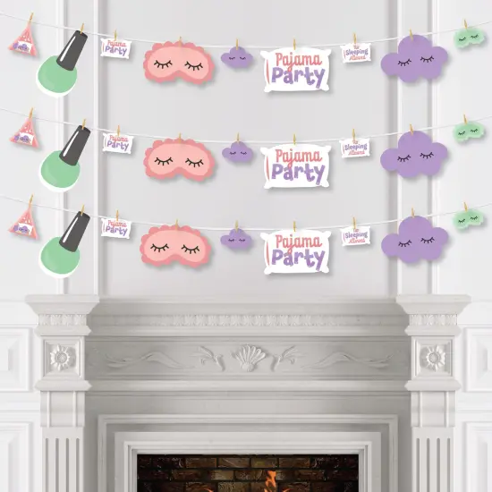 Big Dot of Happiness Pajama Slumber Party - Girls Sleepover Birthday Party DIY Decorations - Clothespin Garland Banner - 44 Pieces {4}