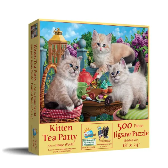 Sunsout Kitten Tea Party 500 pc Jigsaw Puzzle 42909 {3}