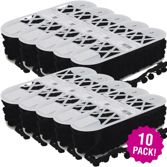 Multipack of 10 - Simplicity Ball Fringe 1-1/8"X12yd-Black {1}