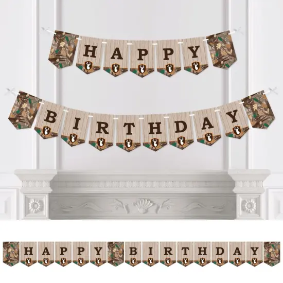 Big Dot of Happiness Gone Hunting - Deer Hunting Camo Birthday Party Bunting Banner - Birthday Party Decorations - Happy Birthday {1}