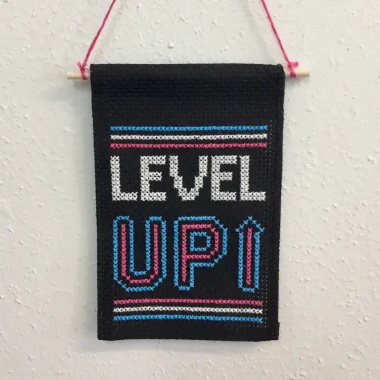 Level Up Tiny Banner Counted Cross Stitch Kit {3}