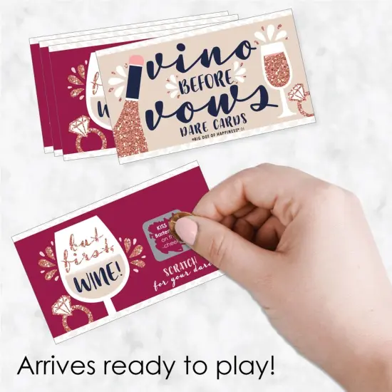 Big Dot of Happiness Vino Before Vows - Winery Bridal Shower or Bachelorette Party Game Scratch Off Dare Cards - 22 Count {3}