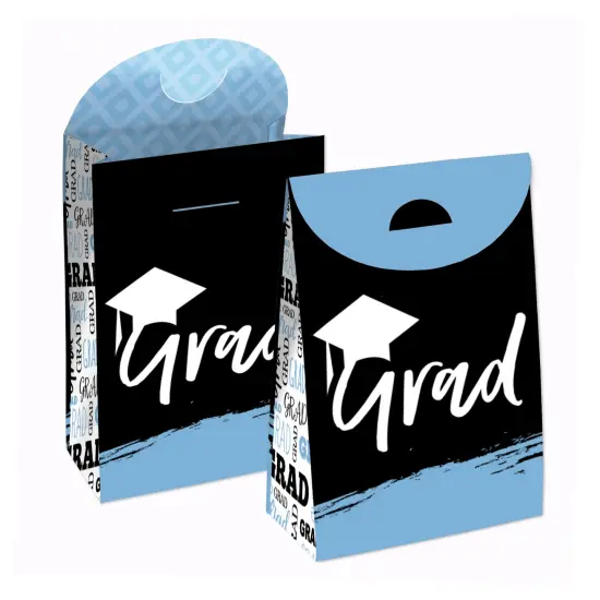 Big Dot of Happiness Light Blue Grad Best is Yet to Come Graduation Gift Favor Bags Party Goodie Boxes - Set of 12 {1}