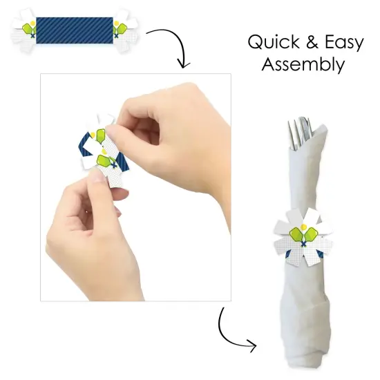 Big Dot of Happiness Let's Rally - Pickleball - Birthday or Retirement Party Paper Napkin Holder - Napkin Rings - Set of 24 {6}