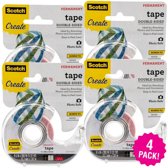 Multipack of 4 - Scotch Create Double-Sided Permanent Tape-.5"X300" {1}