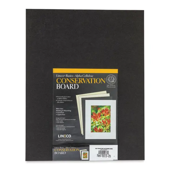 Lineco Conservation Matboard - Black, 4 ply, Pkg of 25, 11" x 14" {1}