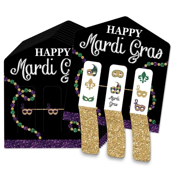 Big Dot of Happiness Mardi Gras - Masquerade Party Game Pickle Cards - Pull Tabs 3-in-a-Row - Set of 12 {1}