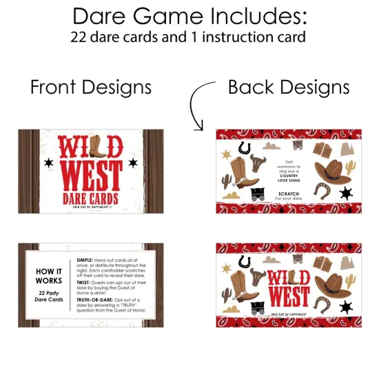 Big Dot of Happiness Western Hoedown - Wild West Cowboy Party Game Scratch Off Dare Cards - 22 Count {6}