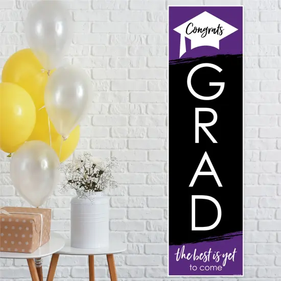 Big Dot of Happiness Purple Graduation Party Door Decoration - Vertical Banner {1}