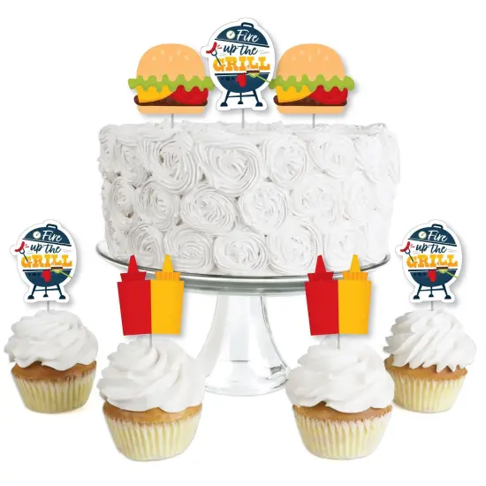 Big Dot of Happiness Fire Up the Grill - Dessert Cupcake Toppers - Summer BBQ Picnic Party Clear Treat Picks - Set of 24 {1}
