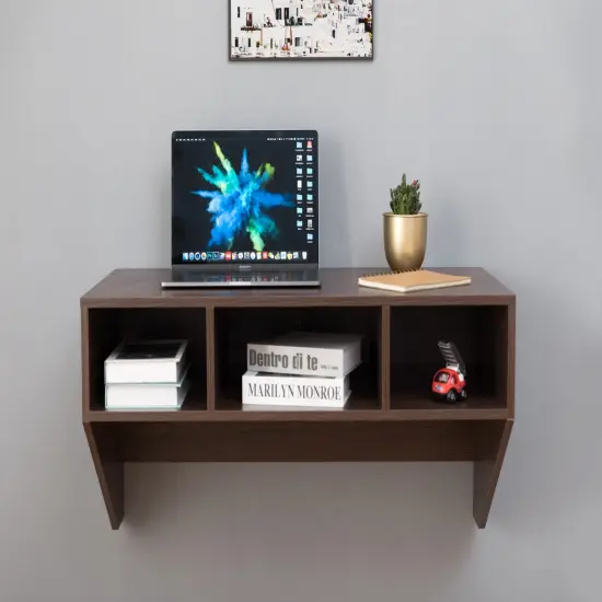 Wall Mounted Office Computer Desk Brown {3}
