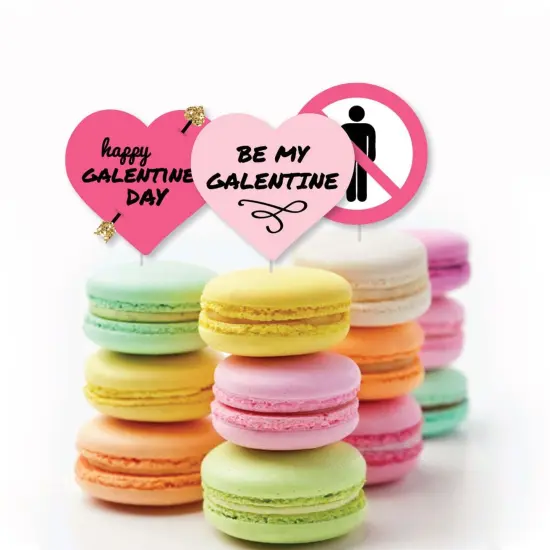 Big Dot of Happiness Be My Galentine - Dessert Cupcake Toppers - Galentine's and Valentine's Day Party Clear Treat Picks - Set of 24 {6}