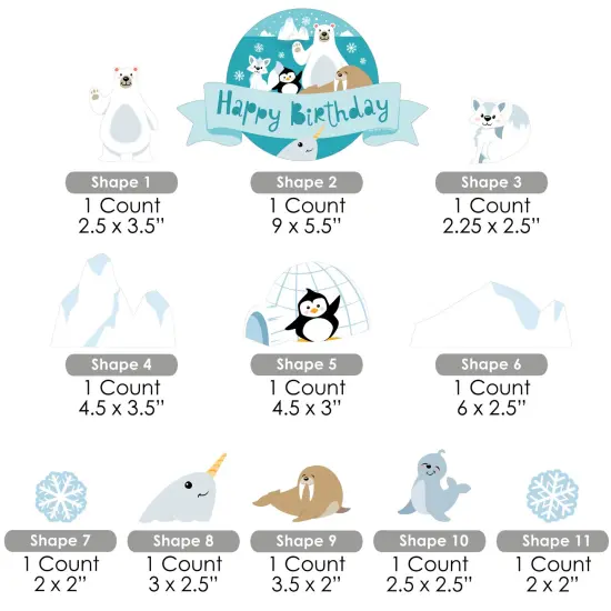Big Dot of Happiness Arctic Polar Animals - Winter Birthday Party Cake Decorating Kit - Happy Birthday Cake Topper Set - 11 Pieces {7}