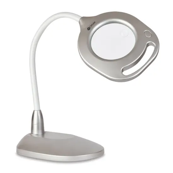 OttLite 2-in-1 LED Magnifier Floor and Table Lamp - Silver {1}