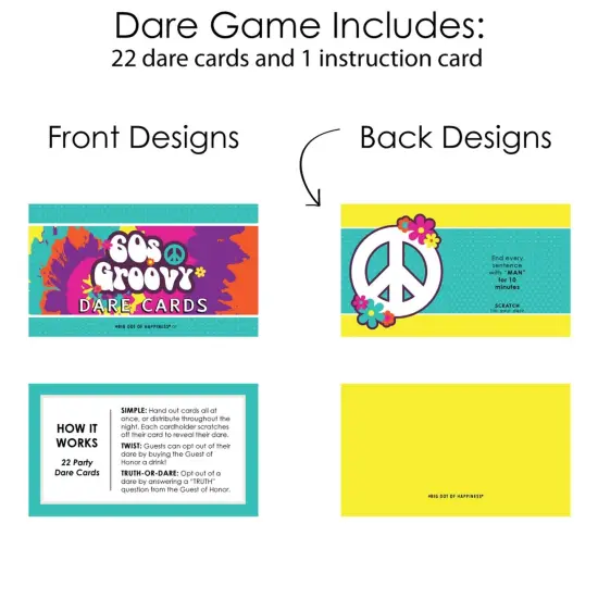 Big Dot of Happiness 60's Hippie - 1960s Groovy Party Game Scratch Off Dare Cards - 22 Count {6}