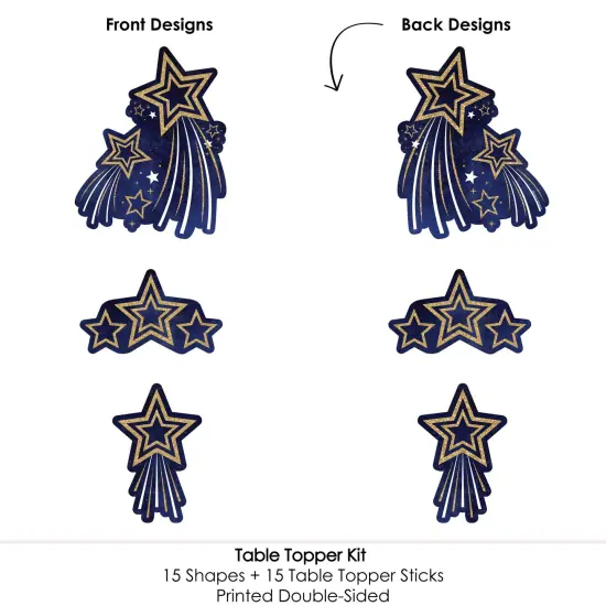 Big Dot of Happiness Starry Skies - Gold Celestial Party Centerpiece Sticks - Table Toppers - Set of 15 {6}