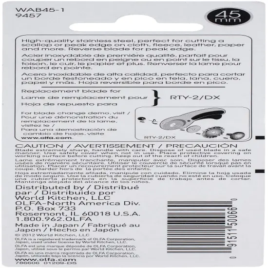 OLFA Decorative Edge Rotary Blade 45mm-Wave {3}