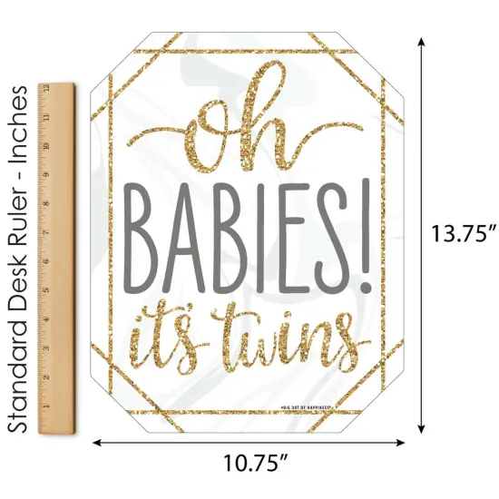 Big Dot of Happiness It's Twins - Outdoor Lawn Sign - Gold Twins Baby Shower Yard Sign - 1 Piece {6}