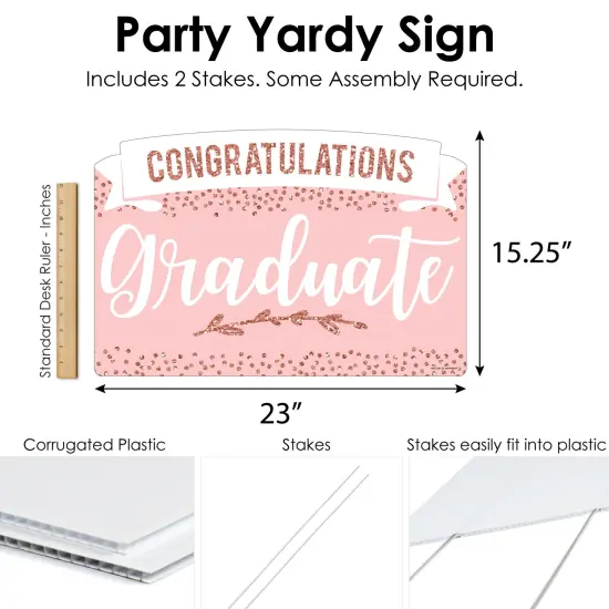 Big Dot of Happiness Rose Gold Grad - Graduation Party Yard Sign Lawn Decorations - Congratulations Party Yardy Sign {7}