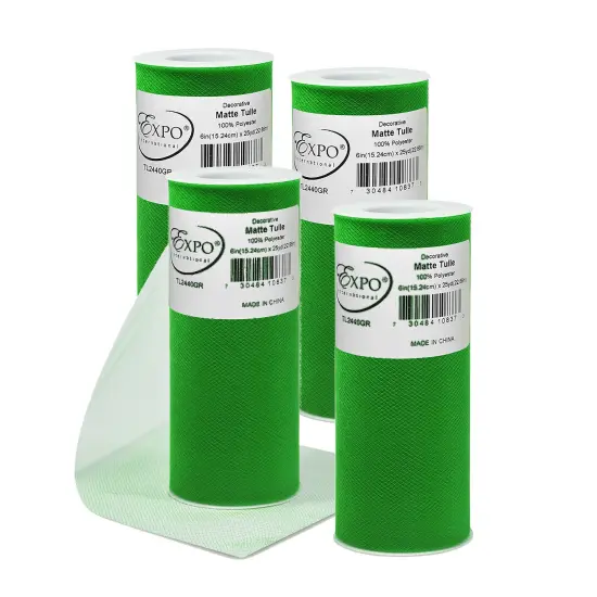 Pack of 4 Decorative Matte Tulle Spool of 6 Inch X 25 Yards Green Multi {1}