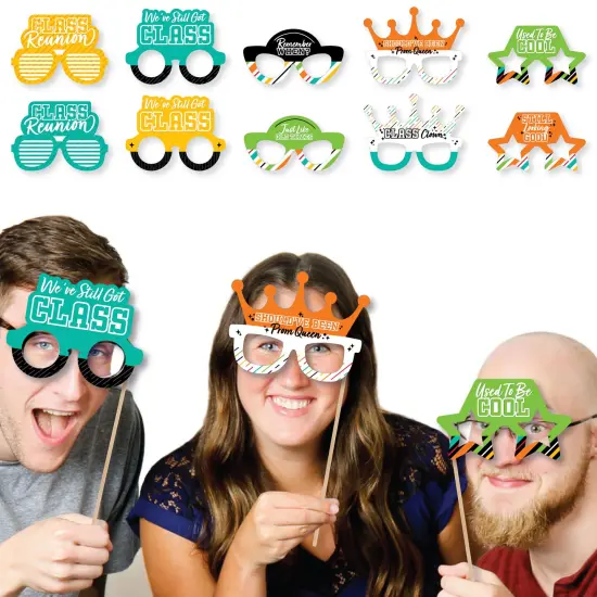 Big Dot of Happiness Still Got Class Glasses - Paper Card Stock High School Reunion Party Photo Booth Props Kit - 10 Count {3}