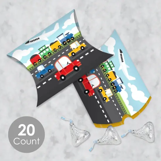 Big Dot of Happiness Cars, Trains, and Airplanes - Favor Gift Boxes - Transportation Birthday Party Petite Pillow Boxes - Set of 20 {3}
