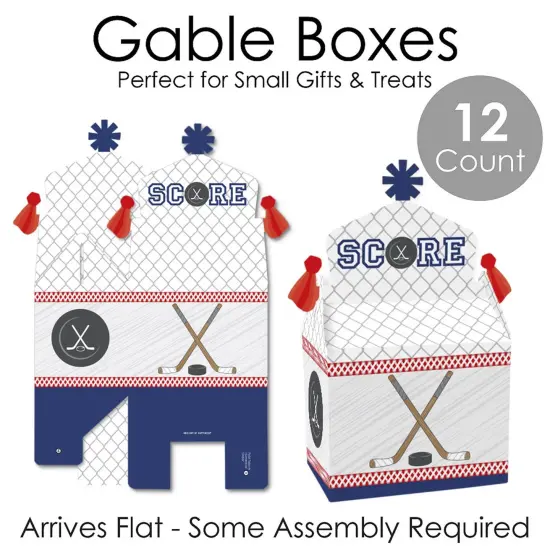 Big Dot of Happiness Shoots and Scores - Hockey - Treat Box Party Favors - Baby Shower or Birthday Party Goodie Gable Boxes - Set of 12 {7}