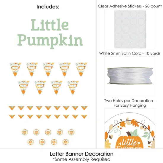 Big Dot of Happiness Little Pumpkin - Fall Birthday Party or Baby Shower Letter Banner Decoration 36 Banner Cutouts and Little Pumpkin Banner Letters {6}