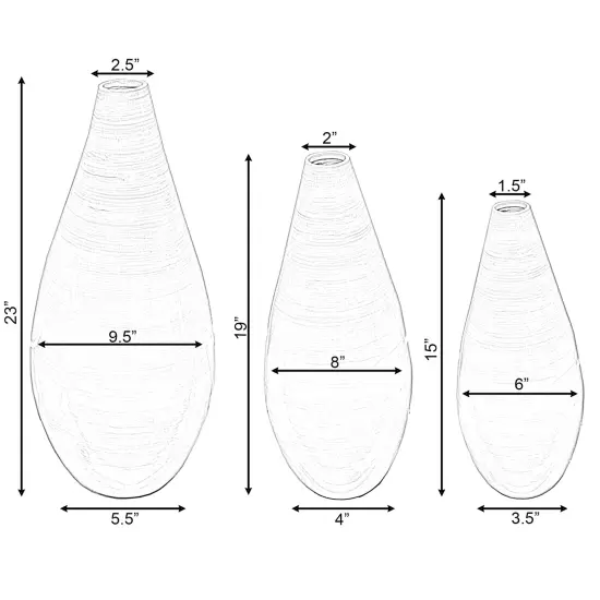 Contemporary Bamboo Floor Flower Vase Tear Drop Design for Dining, Living Room, Entryway Decoration Fill It with Dried Branches or Flowers, Green {6}