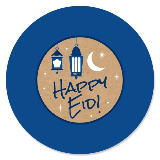 Big Dot of Happiness Ramadan - Eid Mubarak Circle Sticker Labels - 24 Count - Happy Eid {1}