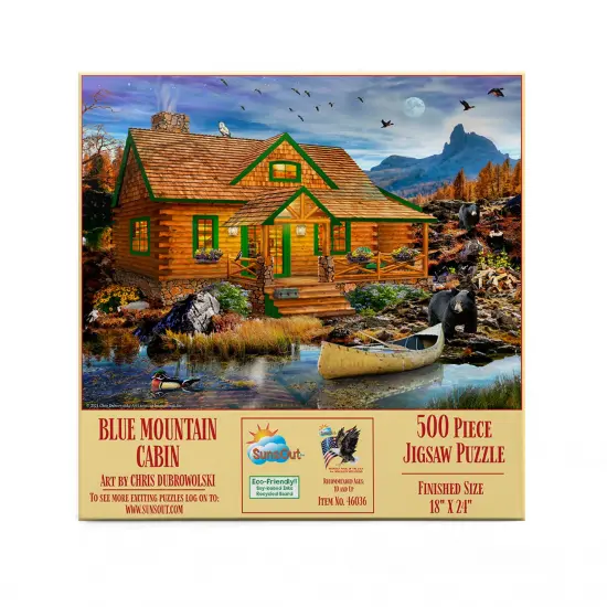 Sunsout Blue Mountain Cabin 500 pc Jigsaw Puzzle 46036 {4}