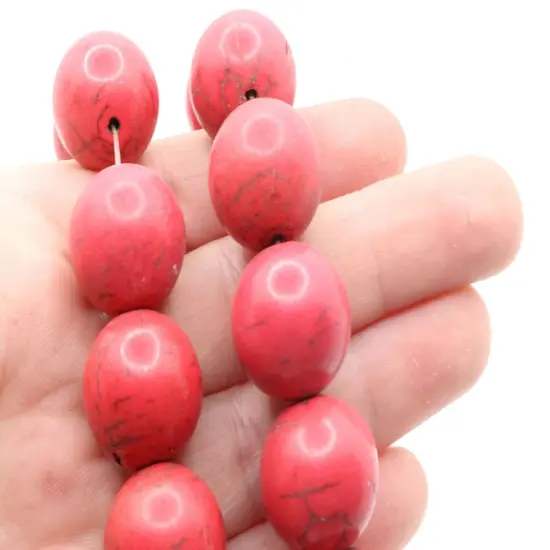 24 17mm Round Dyed Pink Howlite Stone Beads {5}