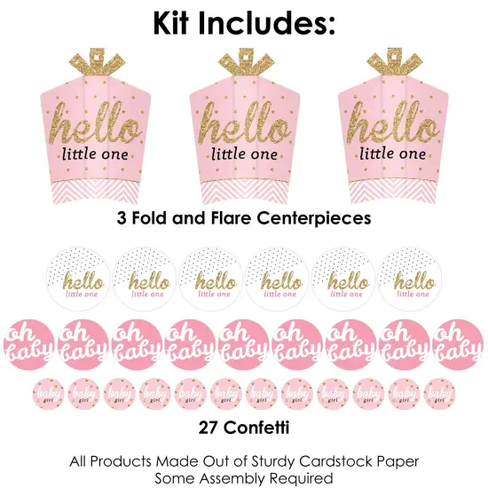 Big Dot of Happiness Hello Little One - Pink and Gold - Girl Baby Shower Decor and Confetti - Terrific Table Centerpiece Kit - Set of 30 {4}