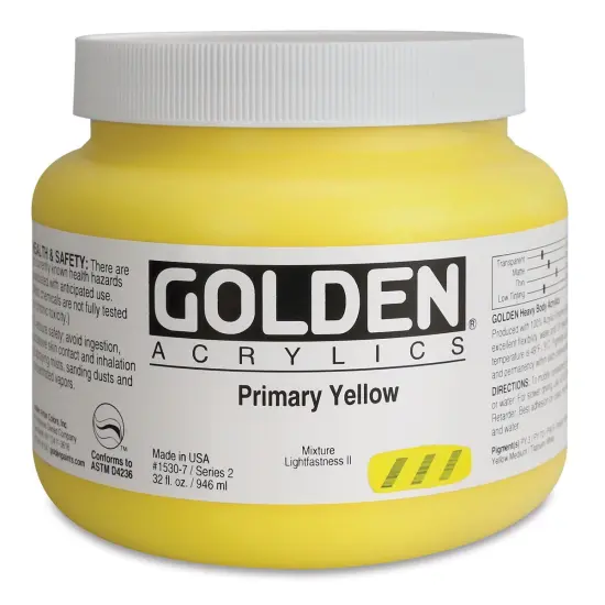 Golden Heavy Body Artist Acrylics - Primary Yellow, 32 oz Jar {1}