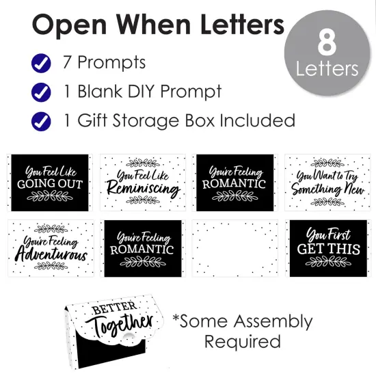 Big Dot of Happiness Black and White Wedding - Date Night Cards for Couples Gift Box Kit - Open When Letters - Set of 8 {4}