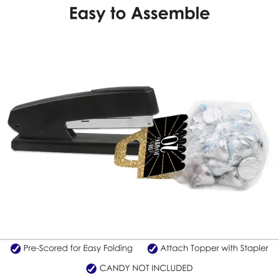 Big Dot of Happiness Roaring 20's DIY 1920s Art Deco Jazz Party Clear Goodie Favor Bag Labels Candy Bags with Toppers Set of 24 {6}