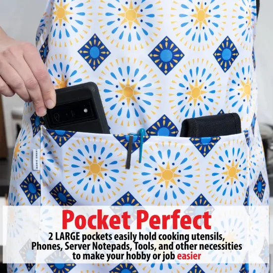 Mabie Swan - Adjustable Apron, Water Resistant, with Pocket, Neck Strap, Long Tie, Ultra Thin and Light Weight (2 Pack) {11}