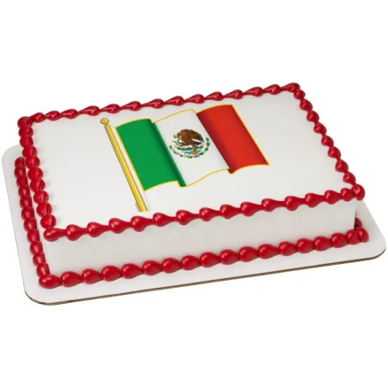 Mexican Flag Edible Cake Topper Image 1/4 sheet {1}
