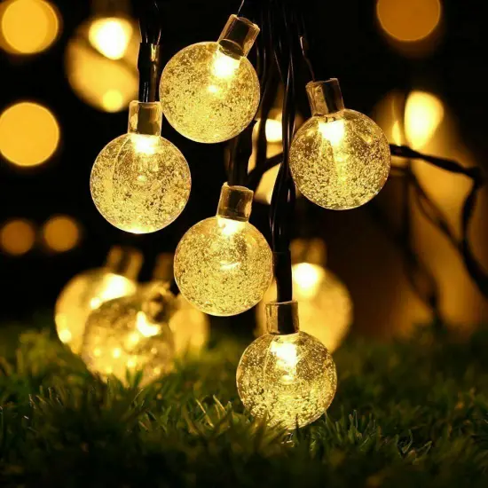 Solar Globe Fairy String Light Crystal Lights Waterproof for Party Decor {4}