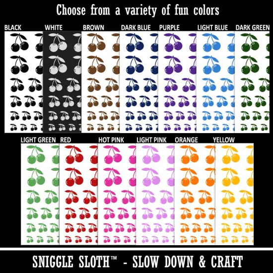 Pair of Cherries on Stem Cherry Fruit Temporary Tattoo Water Resistant Fake Body Art Set Collection Dark Blue {3}