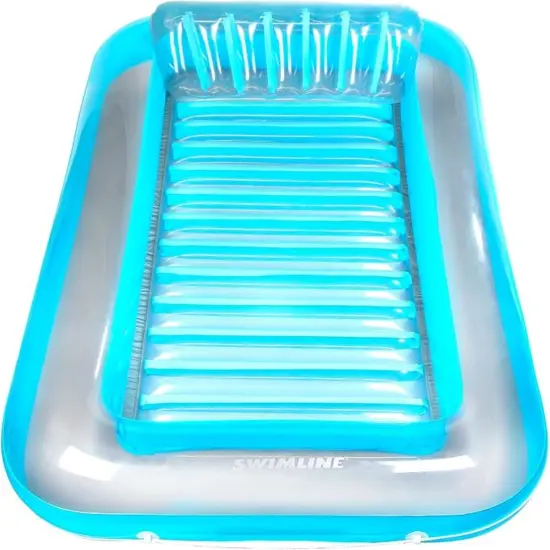 Swimline Blue Inflatable Swimming Pool Suntan Lounger with Pillow 70" {1}