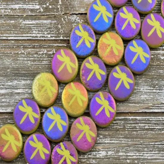 *8* 16mm Matte Laser Etched Chartreuse Dragonfly Coin Beads {6}