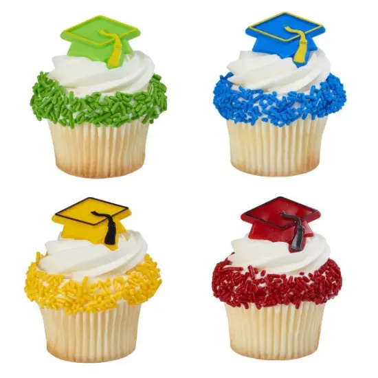 Grad Hat Assortment Cupcake Rings, 12ct {2}