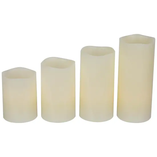 Northlight LED Flameless Flickering Wax Pillar Candles - 7" - Cream - Set of 4 Ivory {1}
