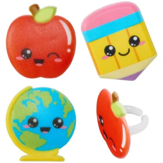 Kawaii Back to School Cupcake Rings, 12ct {1}