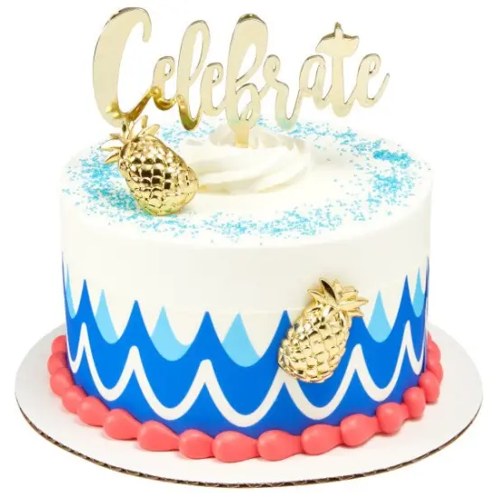 Celebrate Plastic Candle Holder Cake Topper, 1ct Gold {3}