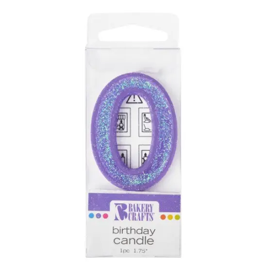 Mini Glitter Numeral Candle, 1ct Purple {1}