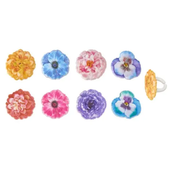 Garden Flowers Cupcake Rings, 12ct {1}